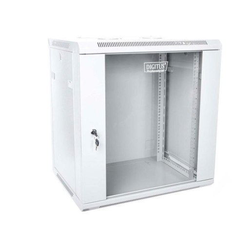 Szafa sieciowa wisząca 19" 12U rack 600x450, drzwi szyba, szary, niedzielona, złożona, 60kg