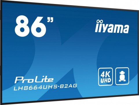 IIYAMA Monitor 86 cali LH8664UHS-B2AG,24/7,IPS,ANDROID.11,4K,3xHDMI,RJ45, 2xUSB,WiFi