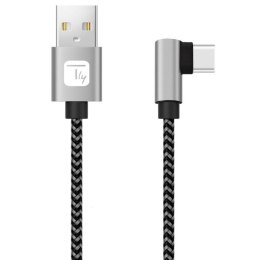 Kabel Techly USB 2.0 USB-A na USB-C kątowy 1m M/M 3A