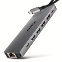 AXAGON HMC-7HX2 Wieloportovy hub USB 7in1, 5Gbps, 2x USB-A, 1x USB-C, 2x HDMI 4K/60Hz, GLAN, PD 100W, 15cm USB-C kabel