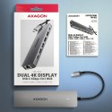 AXAGON HMC-7HX2 Wieloportovy hub USB 7in1, 5Gbps, 2x USB-A, 1x USB-C, 2x HDMI 4K/60Hz, GLAN, PD 100W, 15cm USB-C kabel