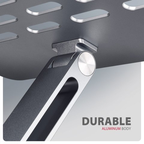 AXAGON HMC-STND Stojak z wieloportowy hub Aluminiowy 7in1, 5Gbps, do 10"-16" cali laptopów, nastawny, 3x USB-A, HDMI 4K/60Hz, GLAN, PD 