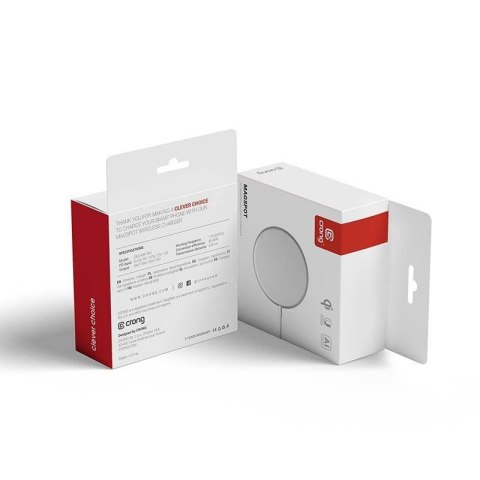 CRONG MagSpot Wireless Charger Aluminiowa ładowarka indukcyjna MagSafe 15W Srebrna