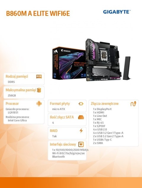 Gigabyte Płyta główna B860M A ELITE WIFI6E