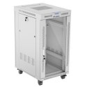 Lanberg Szafa stojąca rack 19 cali 22U 600x800 szara drzwi szklane LCD flack pack