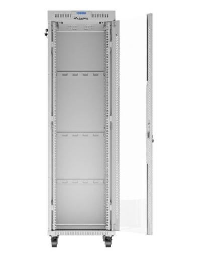 Lanberg Szafa stojąca rack 19 cali 42U 600x800 szara drzwi szklane flack pack