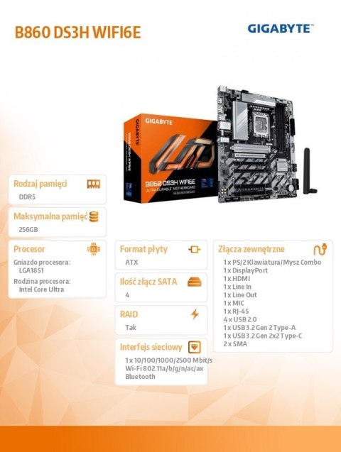 Gigabyte Płyta główna B860 DS3H WIFI6E