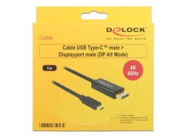 DeLOCK 85257 adapter kablowy 3 m USB Type-C DisplayPort Czarny