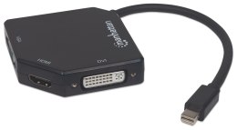 Manhattan 207720 adapter kablowy 0,25 m Mini DisplayPort DVI-I + VGA (D-Sub) + HDMI Czarny