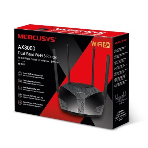 TP-LINK Router Mercusys MR80X WiFi 6 AX3000 3LAN 1WAN