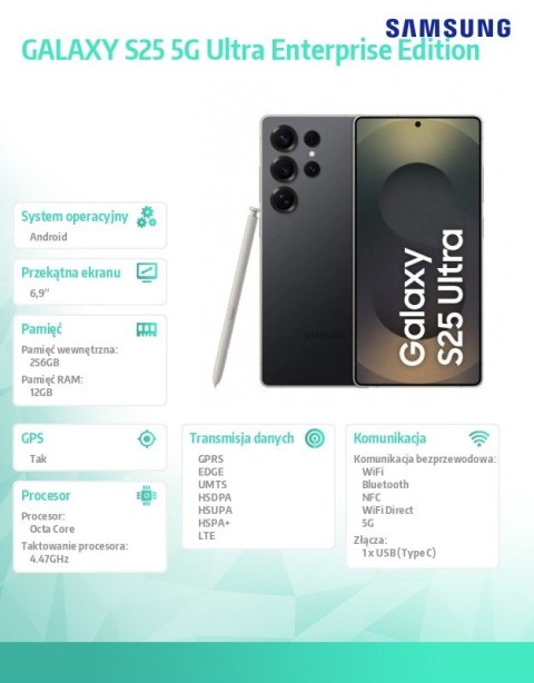 Samsung Smartfon Galaxy S25 Ultra 5G DualSIM 12/256GB Enterprise Edition czarny