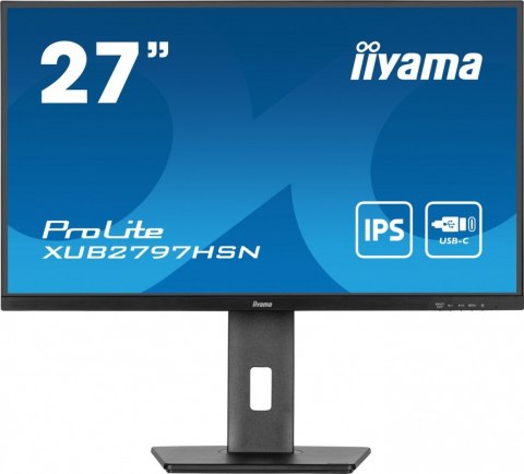 IIYAMA Monitor 27 cali XUB2797HSN-B2 IPS,FHD,USB-C Dock,HAS,300cd /5y/