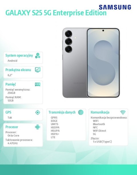 Samsung Smartfon Galaxy S25 5G 12/256GB DualSIM Enterprise Edition srebrny