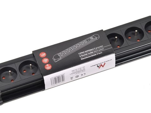 Maclean Listwa zasilająca 8 gniazd 1,5m z włącznikiem, Montaż ścienny