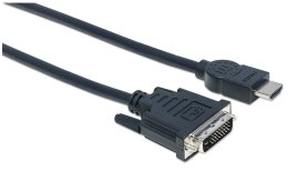 Manhattan 372510 adapter kablowy 3 m HDMI Typu A (Standard) DVI-D Czarny