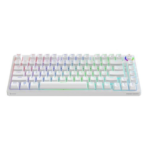 Savio Klawiatura mechaniczna bezprzewodowa PHENIX WHITE Gateron Red Pro, ABS