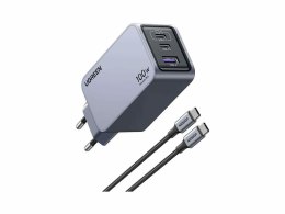 Ugreen Nexode Pro EU 3-Port GaN PD Fast Charger With USB-C Cable Uniwersalne Czarny, Szary Prąd przemienny Szybkie ładowanie Wew