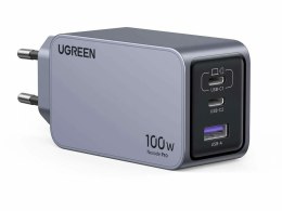 Ugreen Nexode Pro EU 3-Port GaN PD Fast Charger With USB-C Cable Uniwersalne Czarny, Szary Prąd przemienny Szybkie ładowanie Wew