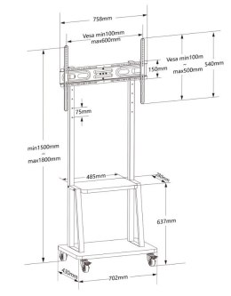 Techly Stojak mobilny 32-70 cali 70kg z półką AV Pivot