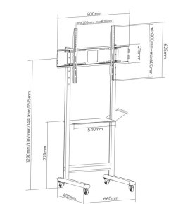 Techly Stojak mobilny 50-90 cali 70kg z półką AV