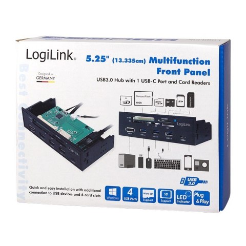 LogiLink Multifunkcyjny panel 5,25' z czyt. kart