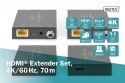 Digitus Przedłużacz / Extender HDMI 70m po skrętce kat.5e/6/7 4K 60Hz PoC (Power over Cable) (zestaw)