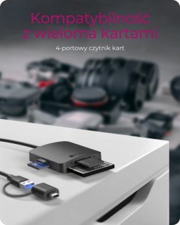 IcyBox Czytnik Kart CF,TF,SD,microSD, Type-C+A, IB-CR302-CU3