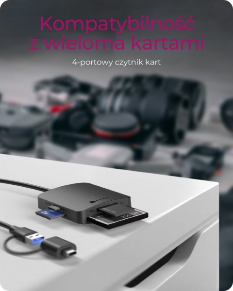 IcyBox Czytnik Kart CF,TF,SD,microSD, Type-C+A, IB-CR302-CU3