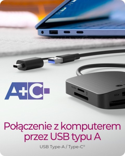 IcyBox Czytnik Kart CF,TF,SD,microSD, Type-C+A, IB-CR302-CU3