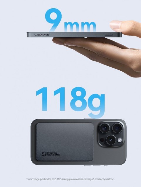 USAMS Powerbank 5000mAh 20W indukcyjny MagSafe PD biały