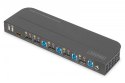 Digitus Przełącznik KVM, 4 portowy, 4K 60Hz, 4x DP IN, 1x DP OUT, 1x HDMI OUT, 2x USB A, 1x Audio IN&OUT
