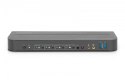 Digitus Przełącznik KVM, 4 portowy, 4K 60Hz, 4x DP IN, 1x DP OUT, 1x HDMI OUT, 2x USB A, 1x Audio IN&OUT