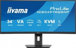 IIYAMA Monitor 34 cali XCB3497WQSNP-B1 VA,UWQHD,1500R,USB-cDock,KVM,95W, 2xHDMI, 1xDP, RJ45,2x5W,21:9 /5y/