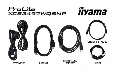 IIYAMA Monitor 34 cali XCB3497WQSNP-B1 VA,UWQHD,1500R,USB-cDock,KVM,95W, 2xHDMI, 1xDP, RJ45,2x5W,21:9 /5y/