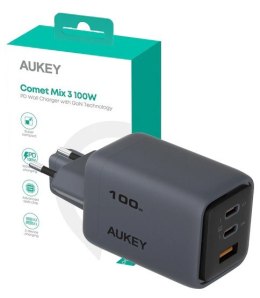 AUKEY PA-C5 ładowarka sieciowa 3xUSB (2xUSB-C i 1xUSB-A) 100W 5A QC5.0 PD3.0 AFC PPS FCP SCP