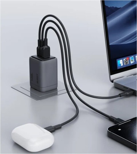 AUKEY PA-C5 ładowarka sieciowa 3xUSB (2xUSB-C i 1xUSB-A) 100W 5A QC5.0 PD3.0 AFC PPS FCP SCP