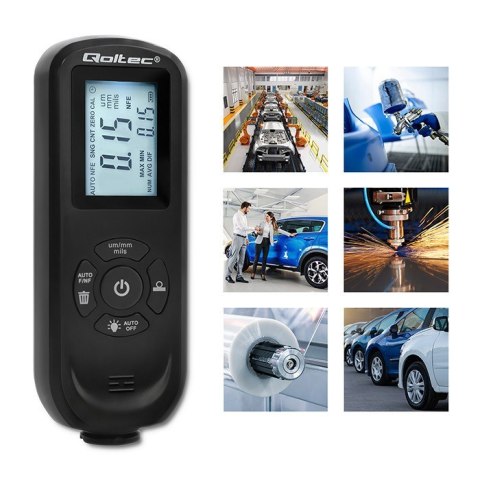 Qoltec Miernik grubości lakieru z podświetlanym bocznym wyświetlaczem LCD | 0 ~ 2000um