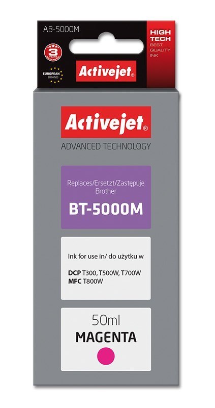 Activejet AB-5000M Tusz Buteleczka z atramentem (zamiennik Brother BT-5000M; Supreme; 50 ml; 5000 str., czerwony)