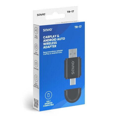 Savio Adapter bezprzewodowy CarPlay & Android Auto TR-17