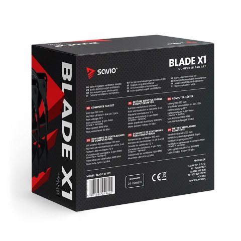 Savio Zestaw wentylatorów BLADE 3 x 120mm 4-pin PWM
