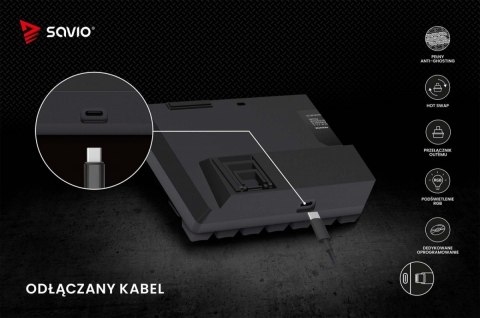 Savio Klawiatura mechaniczna BLACKOUT X2 OUTEMU Peach Silent, Hot Swap