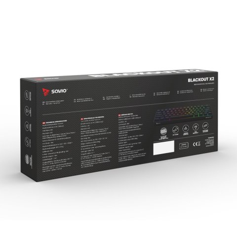 Savio Klawiatura mechaniczna BLACKOUT X2 OUTEMU Red, Hot Swap
