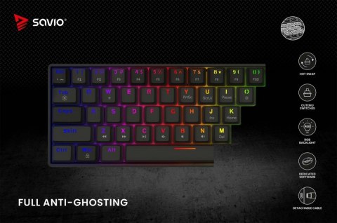 Savio Klawiatura mechaniczna BLACKOUT X2 OUTEMU Red, Hot Swap