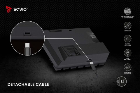 Savio Klawiatura mechaniczna BLACKOUT X2 OUTEMU Red, Hot Swap