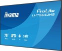 IIYAMA Monitor 75 cali LH7564UHS-B1AG, 24/7,VA,ANDROID14,4K,500cd,5000:1, 2xHDMI ,USB-C,RJ45, RS-232c, IR, 2x10W, 2xUSB, UCHWYT ŚCIE