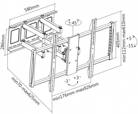 Manhattan Uchwyt ścienny do TV 60-100cali LED/LCD 80kg obrotowy uchylny