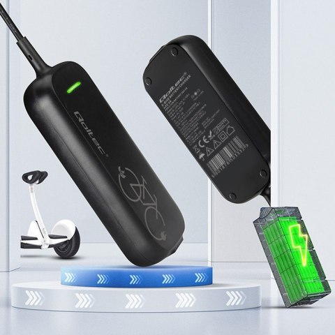 Qoltec Ładowarka do roweru skutera elektrycznego 36V | 42V | 2A | 5.5*2.5 + wodoodporna + kabel zasilający