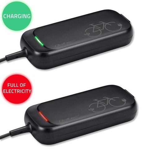 Qoltec Ładowarka do roweru skutera elektrycznego XIAOMI 36V | 42V | 2A |8.0*.8.0mm+pin | wodoodporna + kabel zasilający