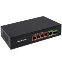 Qoltec Przełącznik sieciowy SWITCH FAST ETHERNET PoE 4x RJ45 PoE 1x RJ45Uplink 1x SFP | 65W | 1000 Mb/s