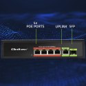 Qoltec Przełącznik sieciowy SWITCH FAST ETHERNET PoE 4x RJ45 PoE 1x RJ45Uplink 1x SFP | 65W | 1000 Mb/s